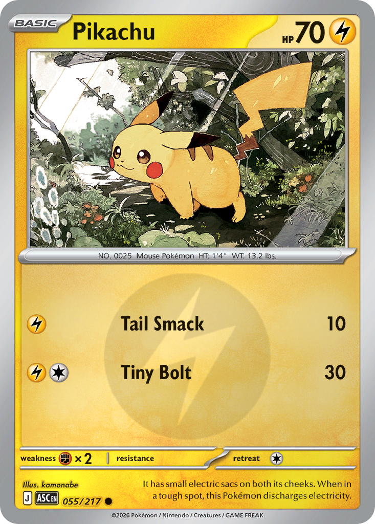 Pikachu Reverse 055/217 Ascended Heroes Pokémon Card
