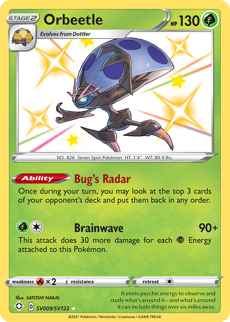 Orbeetle Holo 009/122 Shining Fates Shiny Vault Pokémon Card