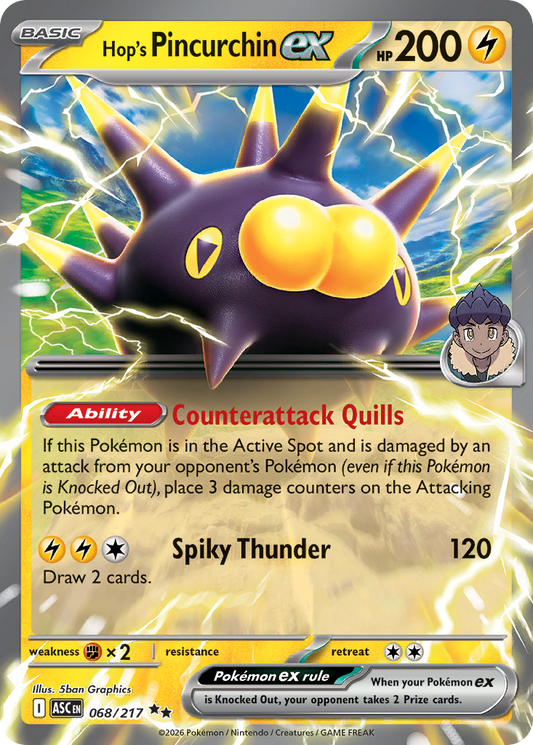 Hop's Pincurchin ex Holofoil 068/217 Ascended Heroes Pokémon Card