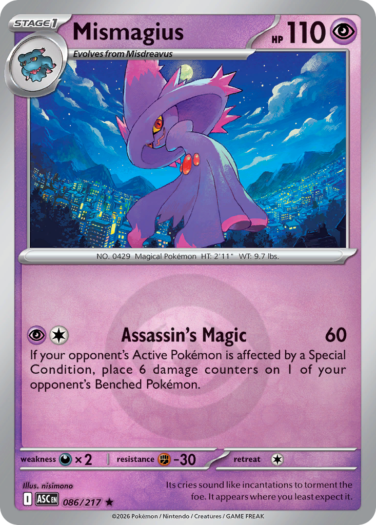Mismagius Reverse 086/217 Ascended Heroes Pokémon Card