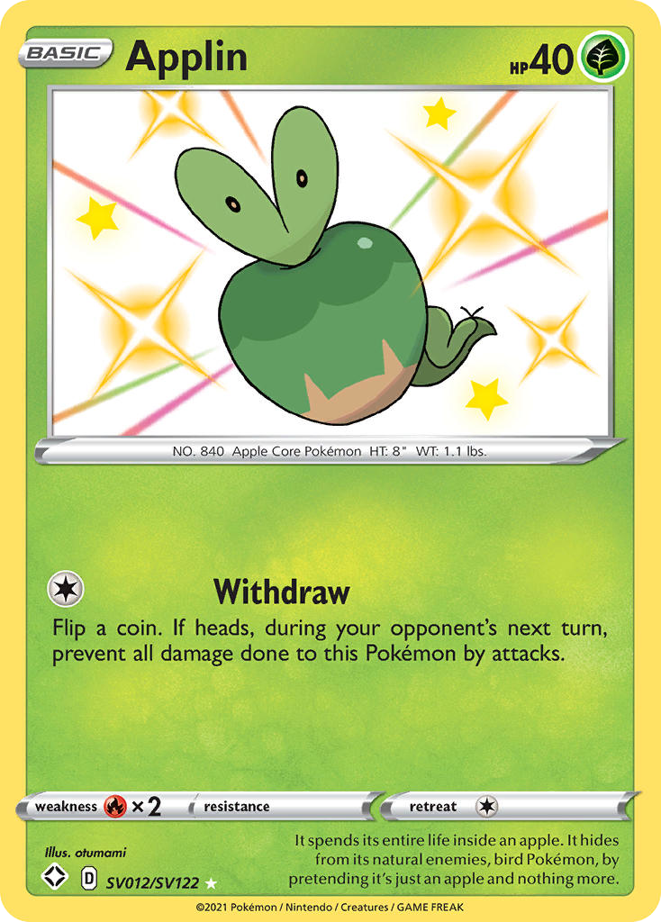 Applin Holo 012/122 Shining Fates Shiny Vault Pokémon Card