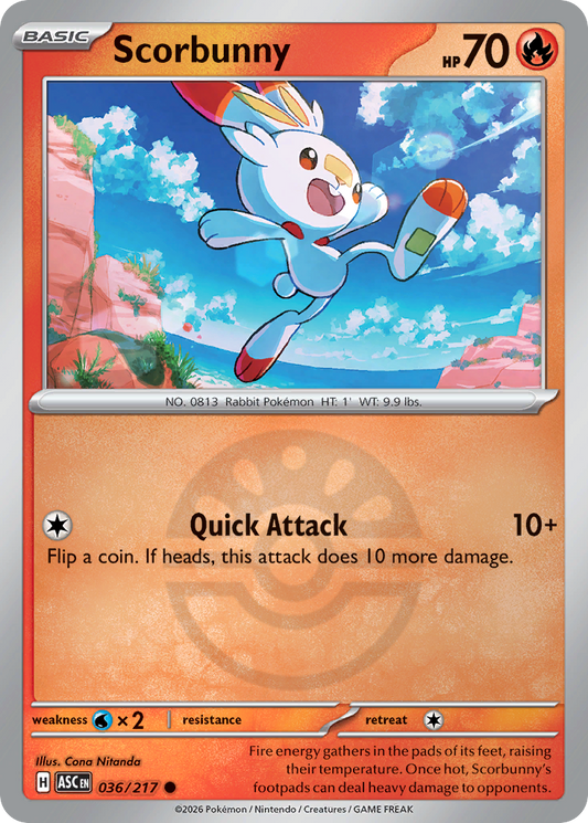 Scorbunny Reverse 036/217 Ascended Heroes Pokémon Card