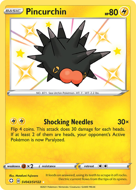 Pincurchin Holo 043/122 Shining Fates Shiny Vault Pokémon Card