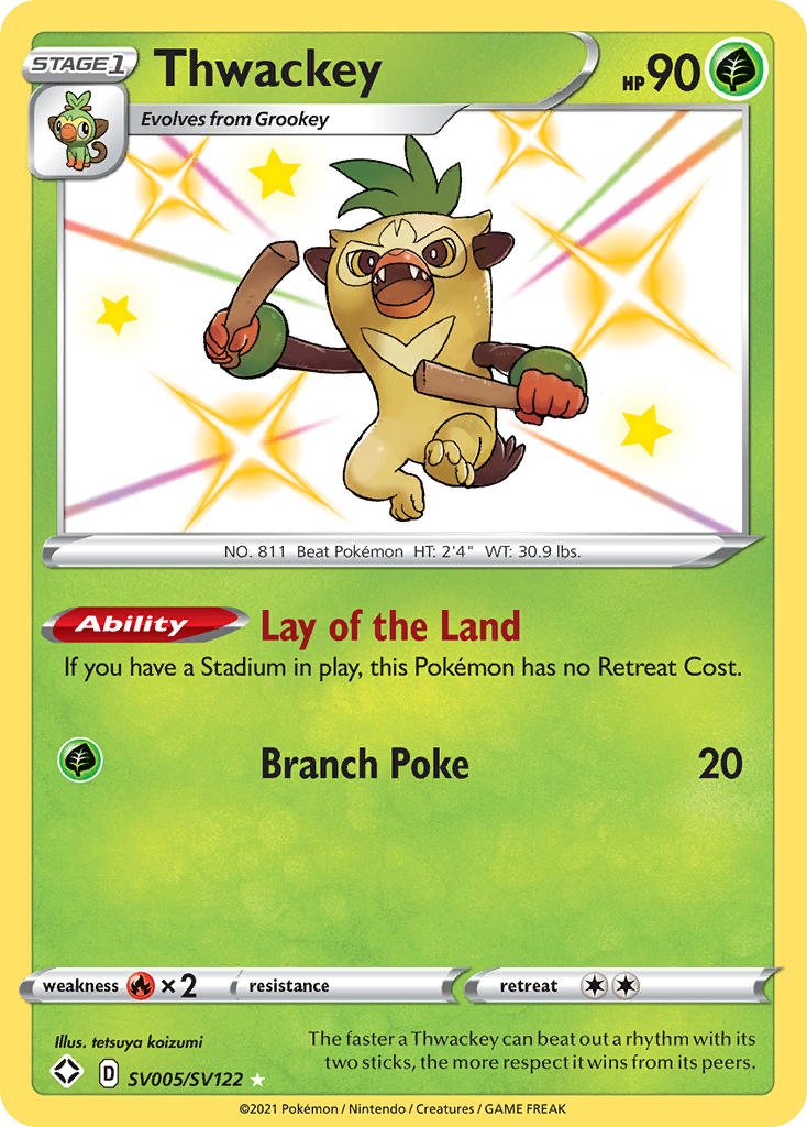 Thwackey Holo 005/122 Shining Fates Shiny Vault Pokémon Card