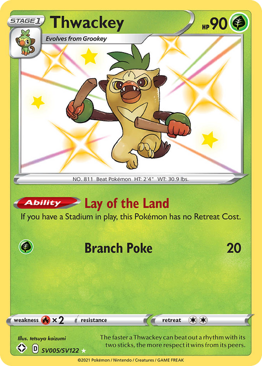 Thwackey Holo 005/122 Shining Fates Shiny Vault Pokémon Card