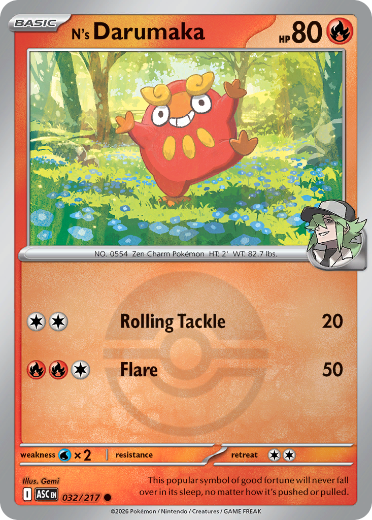 N's Darumaka Reverse 032/217 Ascended Heroes Pokémon Card