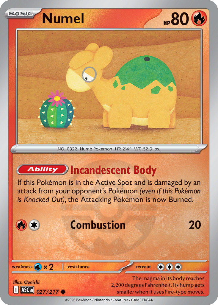 Numel Reverse 027/217 Ascended Heroes Pokémon Card