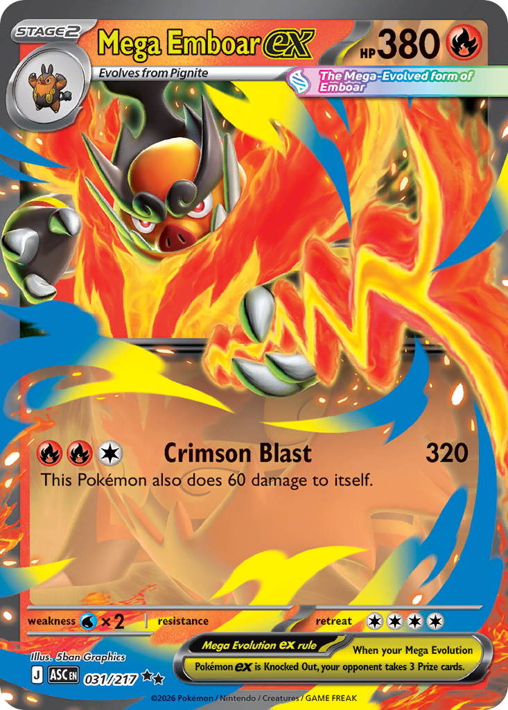 Mega Emboar ex Holofoil 031/217 Ascended Heroes Pokémon Card