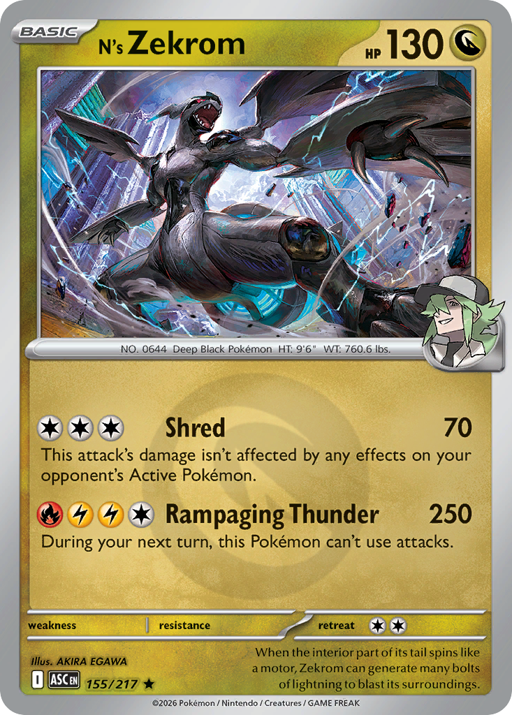 N's Zekrom Reverse 155/217 Ascended Heroes Pokémon Card