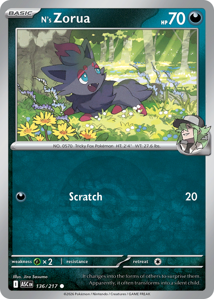 N's Zorua Reverse 136/217 Ascended Heroes Pokémon Card