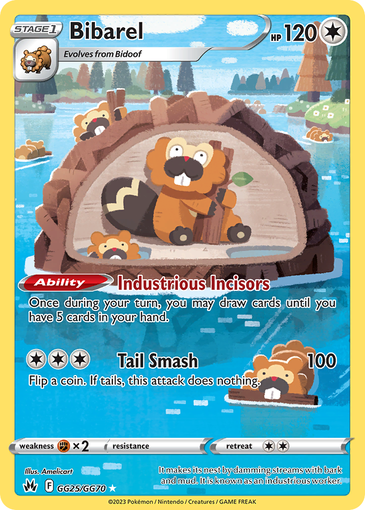 Bibarel Holo 025/70 Crown Zenith Galarian Gallery Pokémon Card