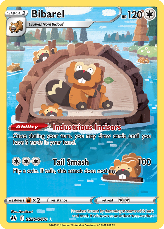 Bibarel Holo 025/70 Crown Zenith Galarian Gallery Pokémon Card