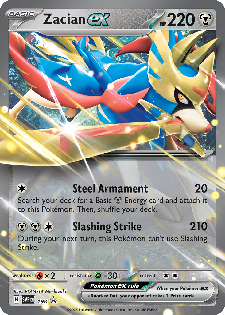 Zacian ex Holofoil 198/225 SVP Black Star Promos Pokémon Card