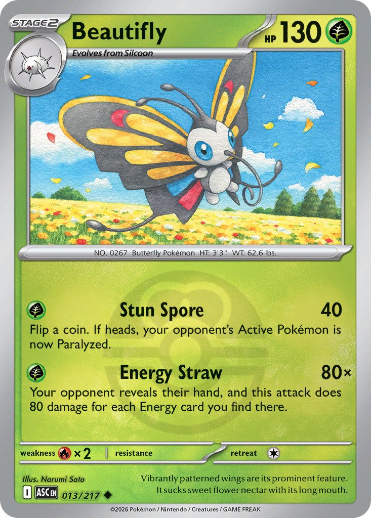 Beautifly Reverse 013/217 Ascended Heroes Pokémon Card
