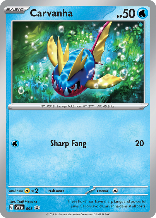 Carvanha Holo 093/225 SVP Black Star Promos Pokémon Card