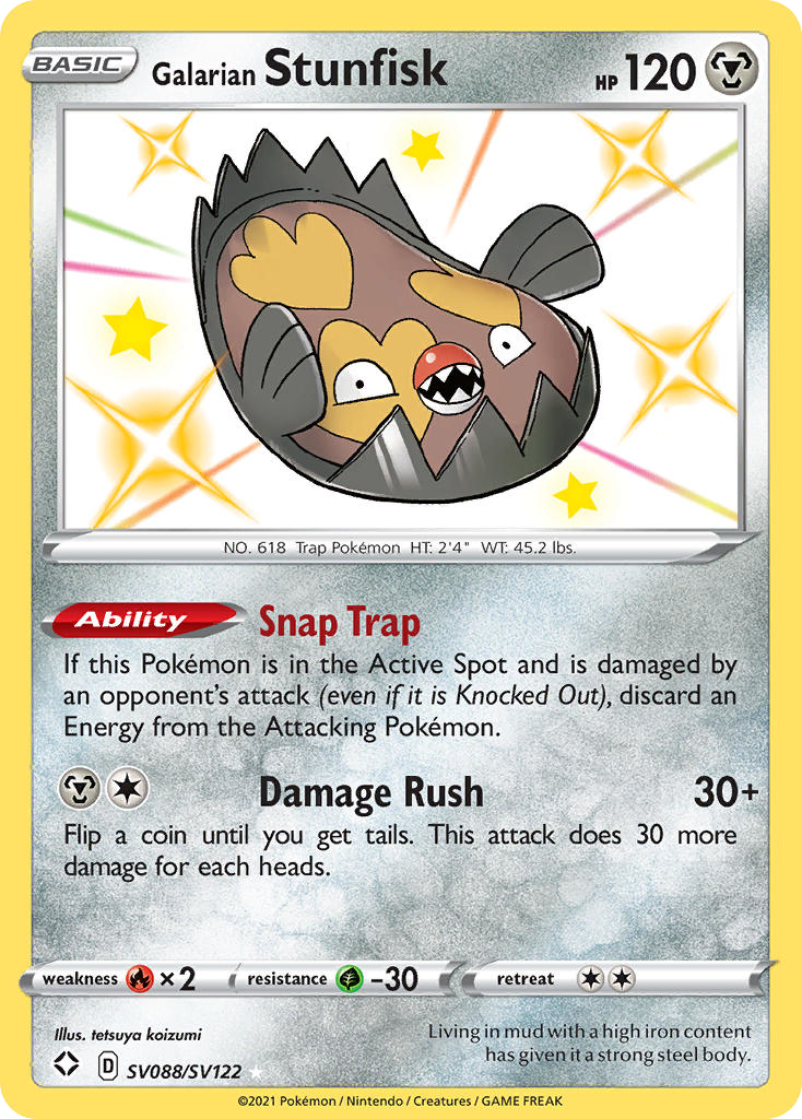Galarian Stunfisk Holo 088/122 Shining Fates Shiny Vault Pokémon Card