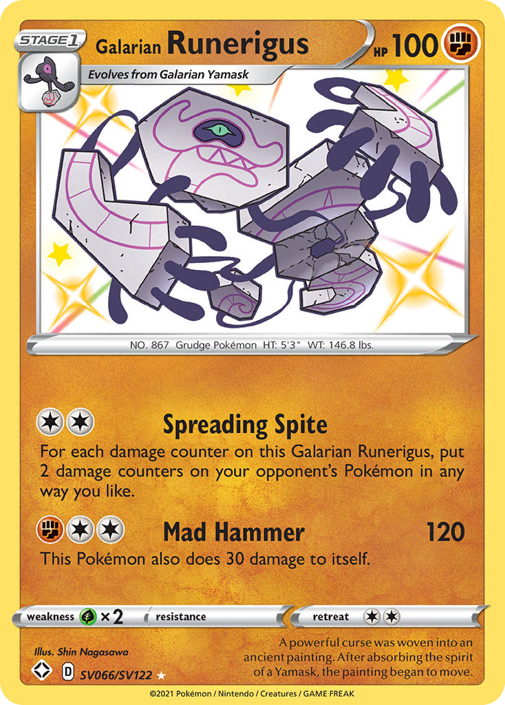 Galarian Runerigus Holo 066/122 Shining Fates Shiny Vault Pokémon Card