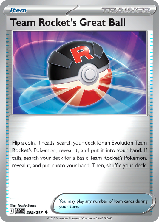 Team Rocket's Great Ball Reverse 205/217 Ascended Heroes Pokémon Card