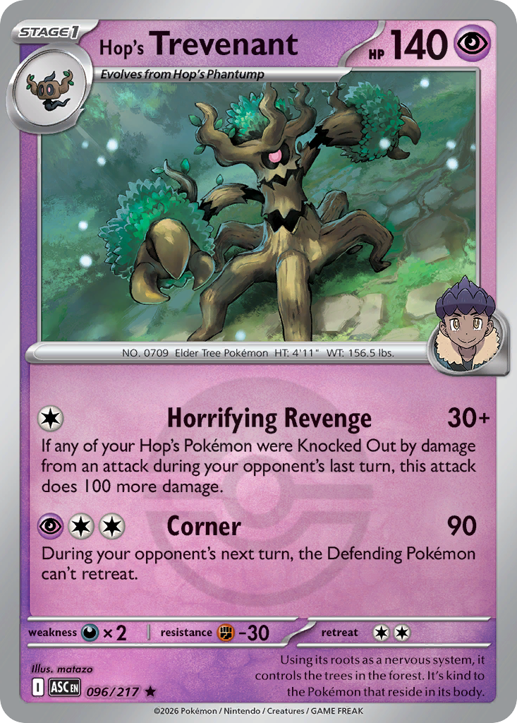 Hop's Trevenant Reverse 096/217 Ascended Heroes Pokémon Card