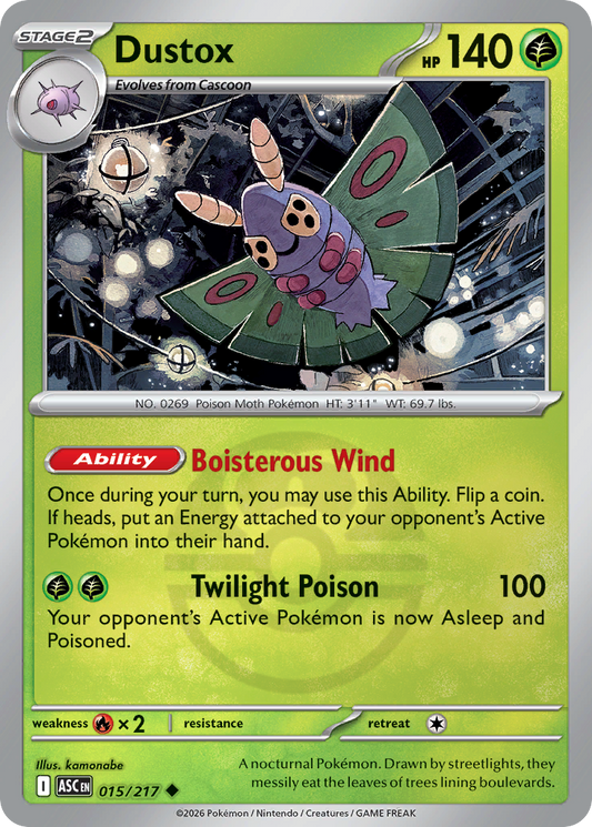 Dustox Reverse 015/217 Ascended Heroes Pokémon Card