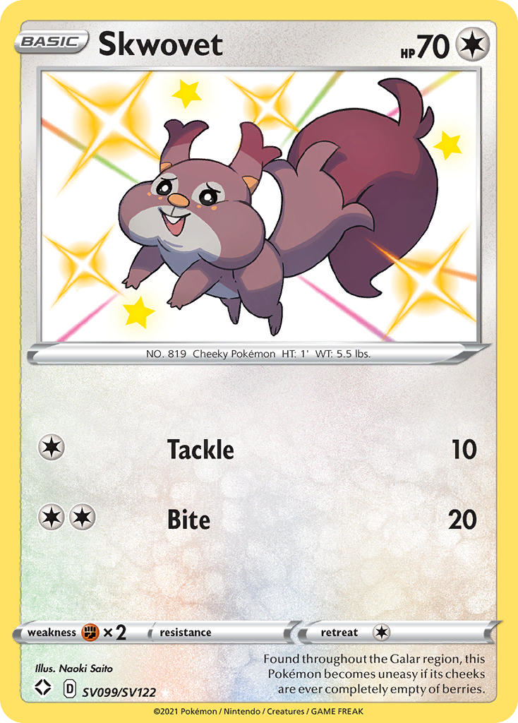 Skwovet Holo 099/122 Shining Fates Shiny Vault Pokémon Card