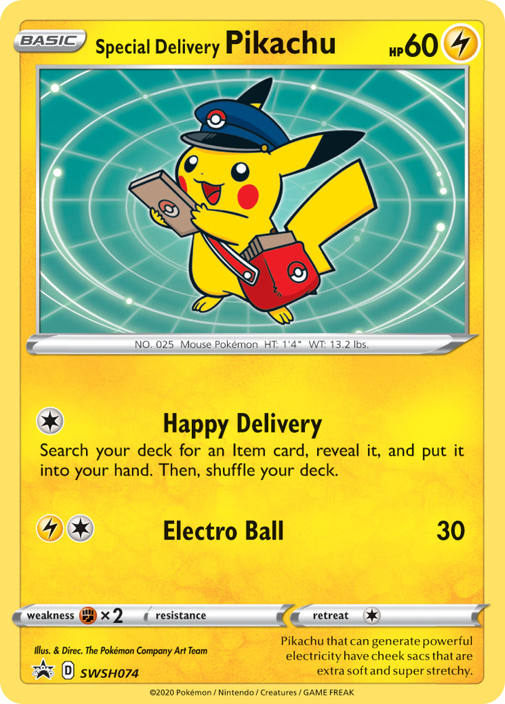 Special Delivery Pikachu Holo WH074/307 SWSH Black Star Promos Pokémon Card