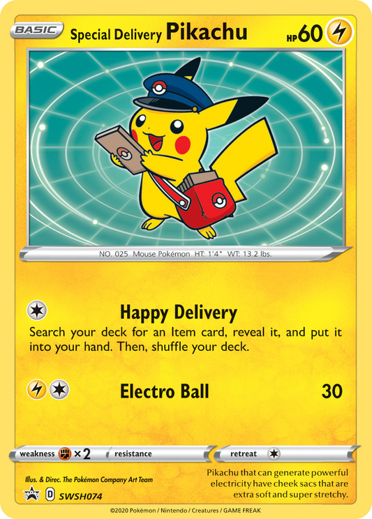 Special Delivery Pikachu Holo WH074/307 SWSH Black Star Promos Pokémon Card