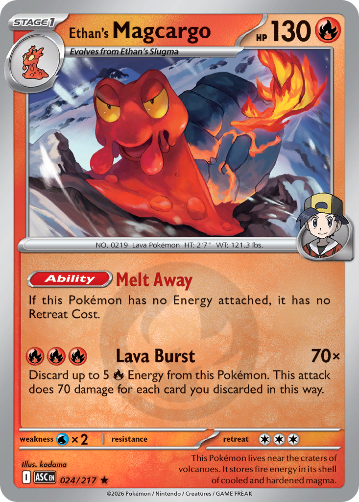 Ethan's Magcargo Reverse 024/217 Ascended Heroes Pokémon Card