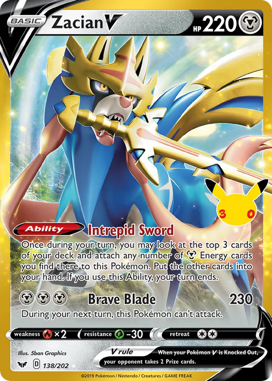 Zacian V Normal 028/0 30th Classic Collection Pokémon Card