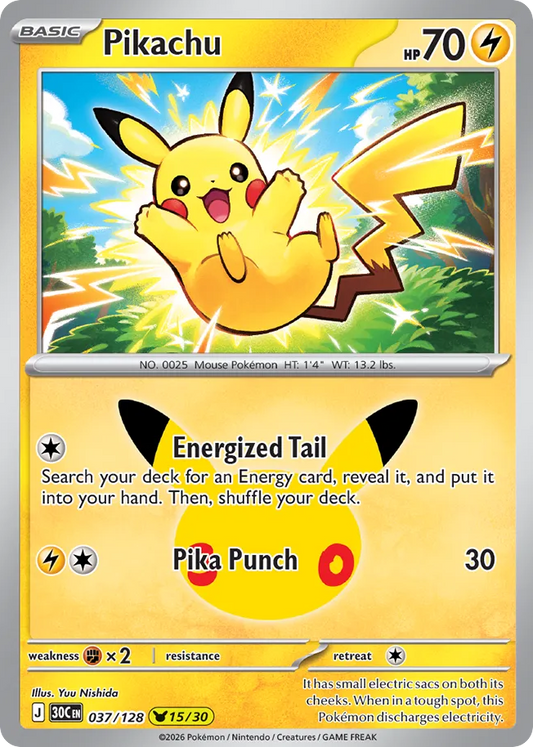 Pikachu Holofoil 037/128 30th Celebration Pokémon Card
