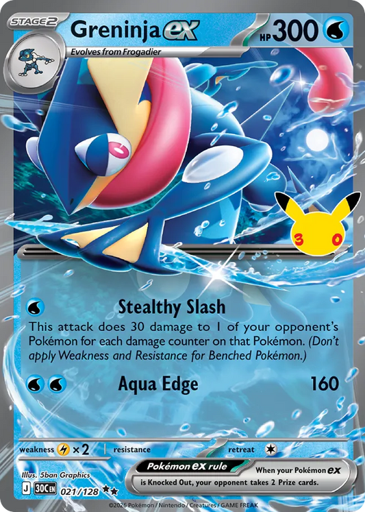 Greninja ex Holofoil 021/128 30th Celebration Pokémon Card