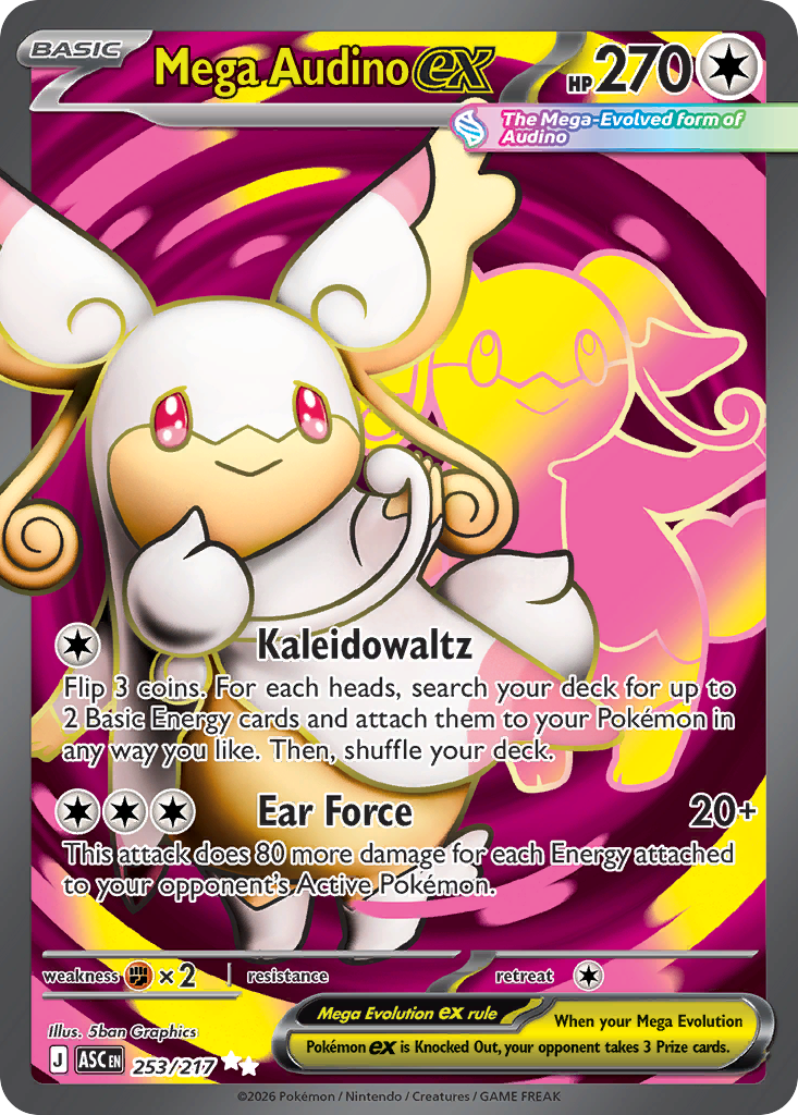 Mega Audino ex Holofoil 253/217 Ascended Heroes Pokémon Card