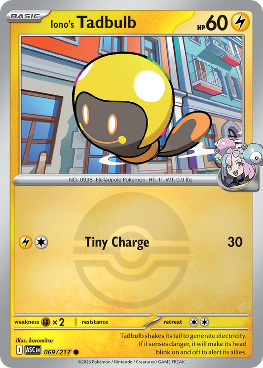 Iono's Tadbulb Reverse 069/217 Ascended Heroes Pokémon Card