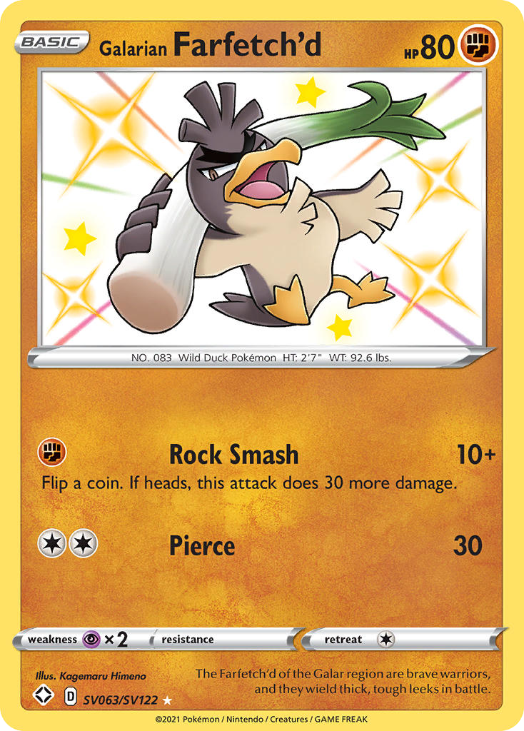 Galarian Farfetch'd Holo 063/122 Shining Fates Shiny Vault Pokémon Card