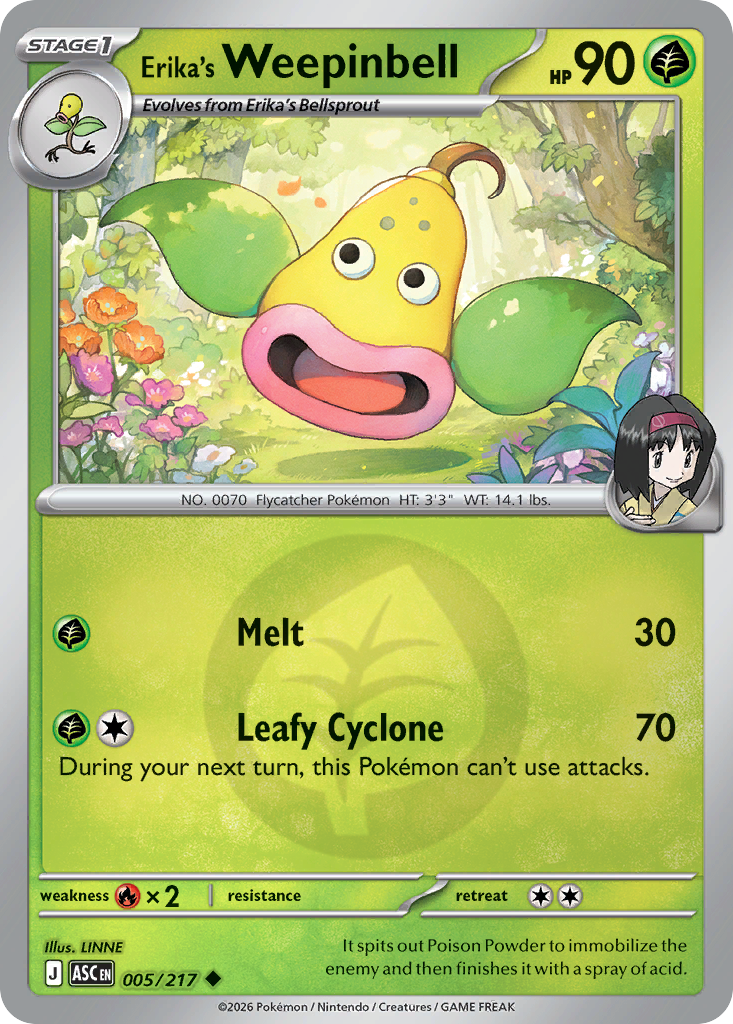 Erika's Weepinbell Reverse 005/217 Ascended Heroes Pokémon Card