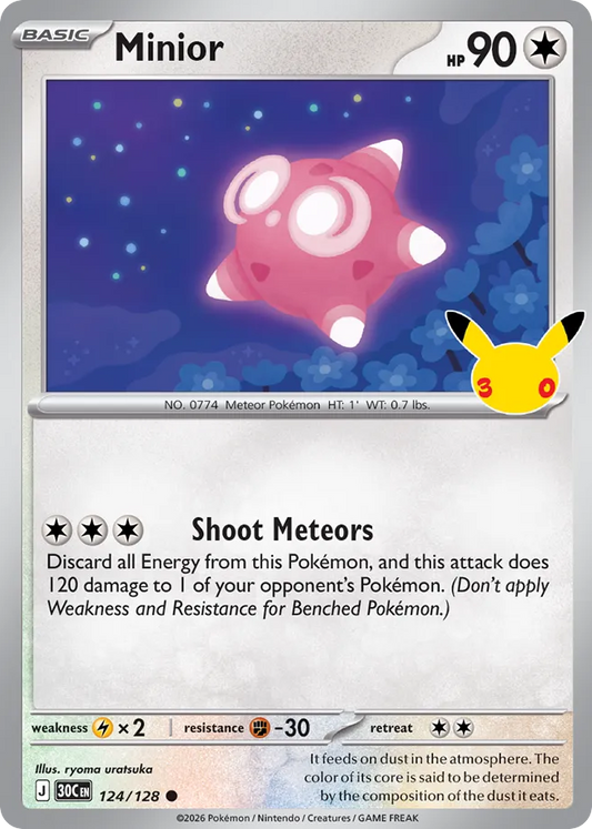 Minior Non-Holo 124/128 30th Celebration Pokémon Card