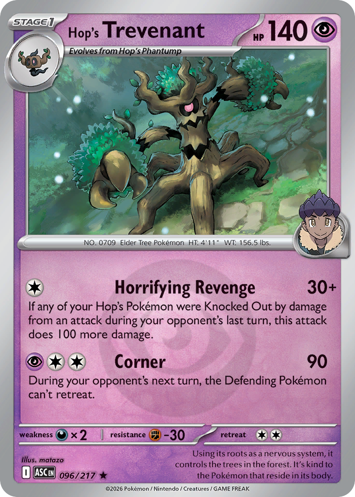 Hop's Trevenant Reverse 096/217 Ascended Heroes Pokémon Card
