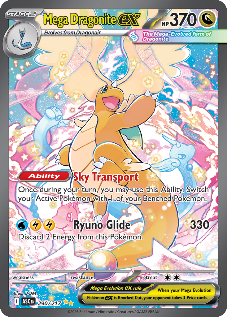 Mega Dragonite ex Holofoil 290/217 Ascended Heroes Pokémon Card