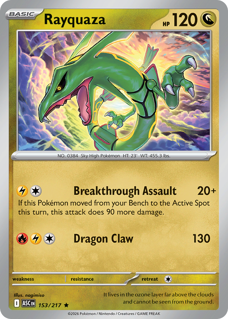 Rayquaza Holofoil 153/217 Ascended Heroes Pokémon Card