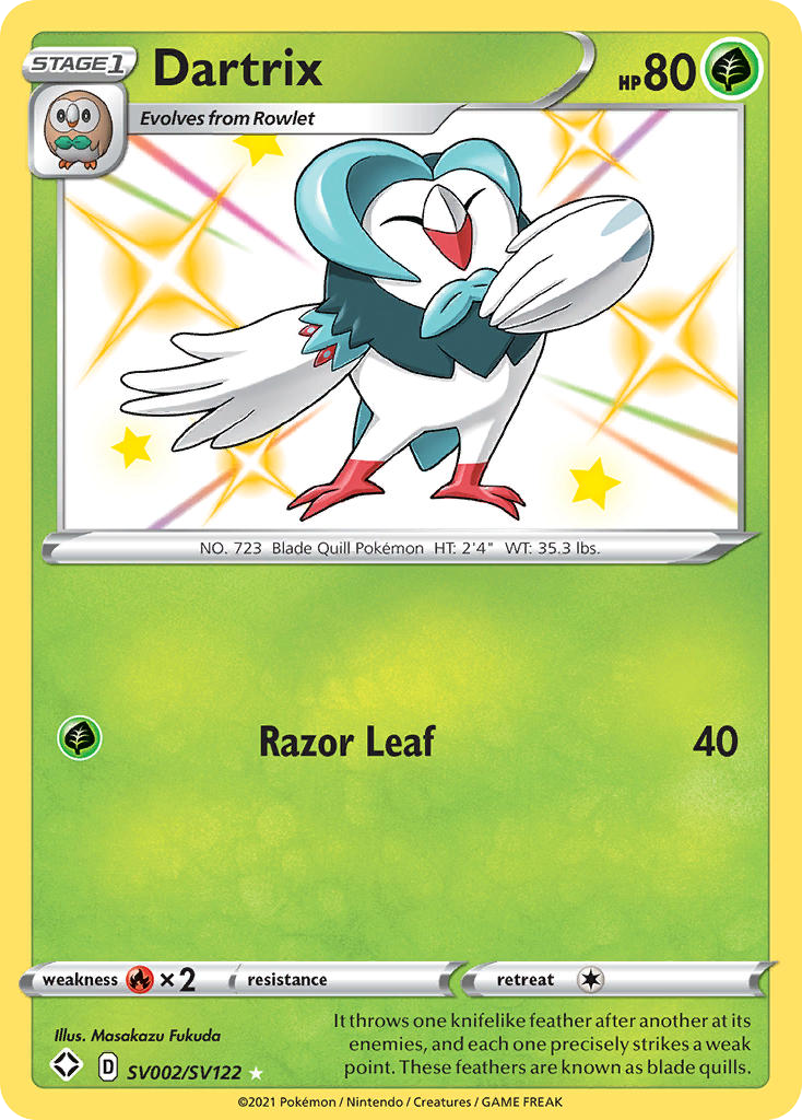 Dartrix Holo 002/122 Shining Fates Shiny Vault Pokémon Card