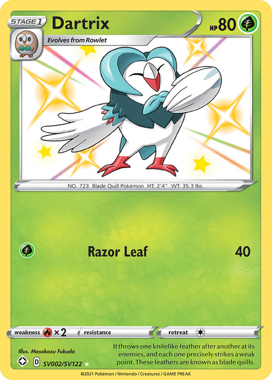 Dartrix Holo 002/122 Shining Fates Shiny Vault Pokémon Card