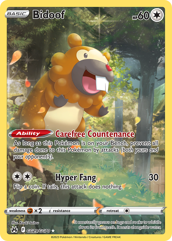 Bidoof Holo 029/70 Crown Zenith Galarian Gallery Pokémon Card