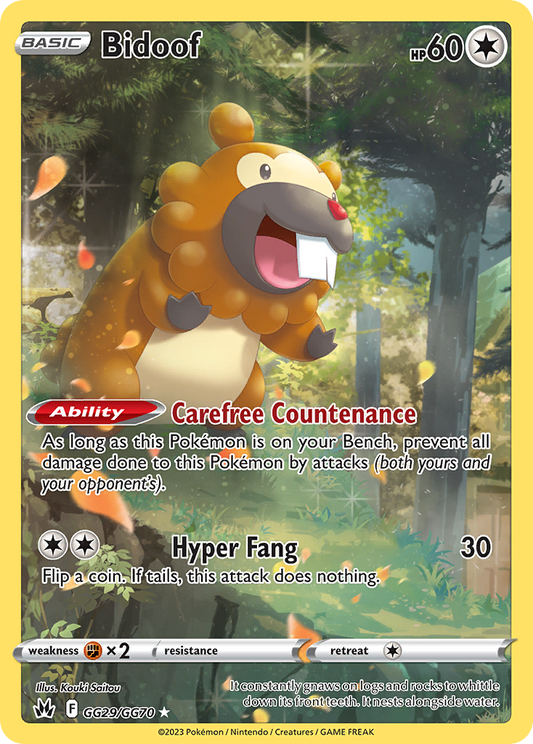 Bidoof Holo 029/70 Crown Zenith Galarian Gallery Pokémon Card
