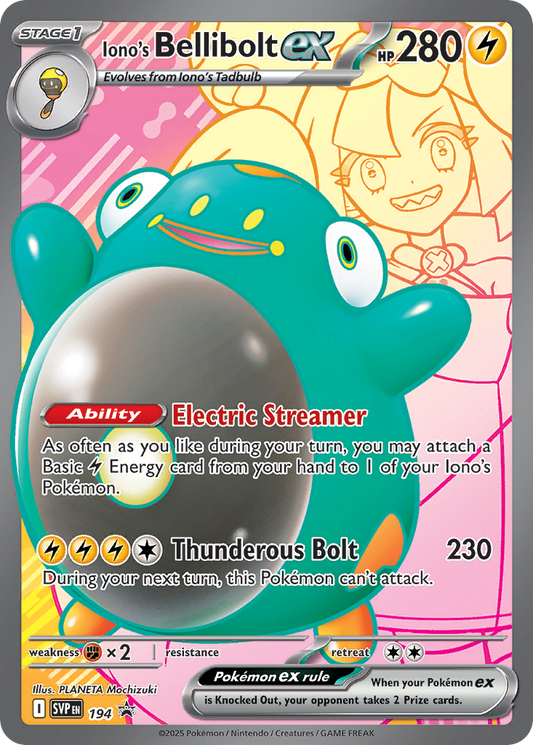 Iono's Bellibolt ex Holo 194/225 SVP Black Star Promos Pokémon Card