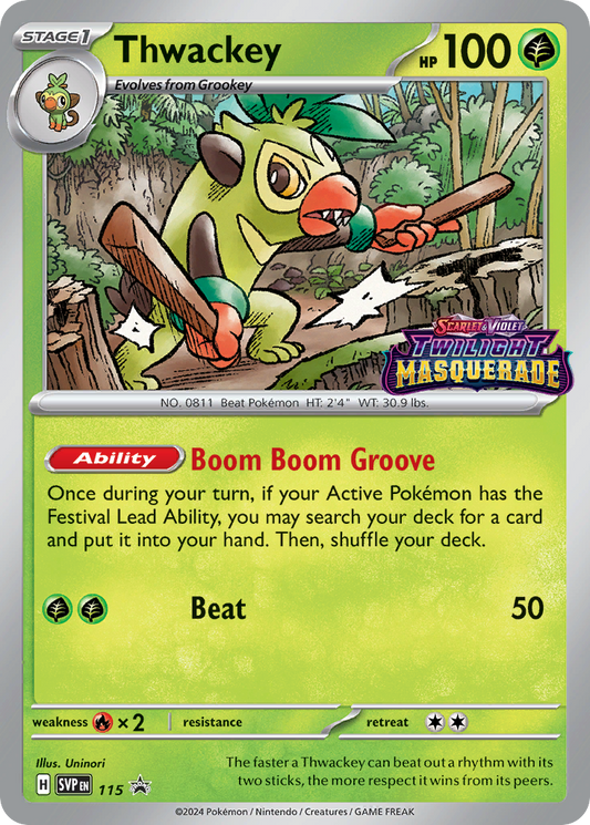 Thwackey Holo 115/225 SVP Black Star Promos Pokémon Card