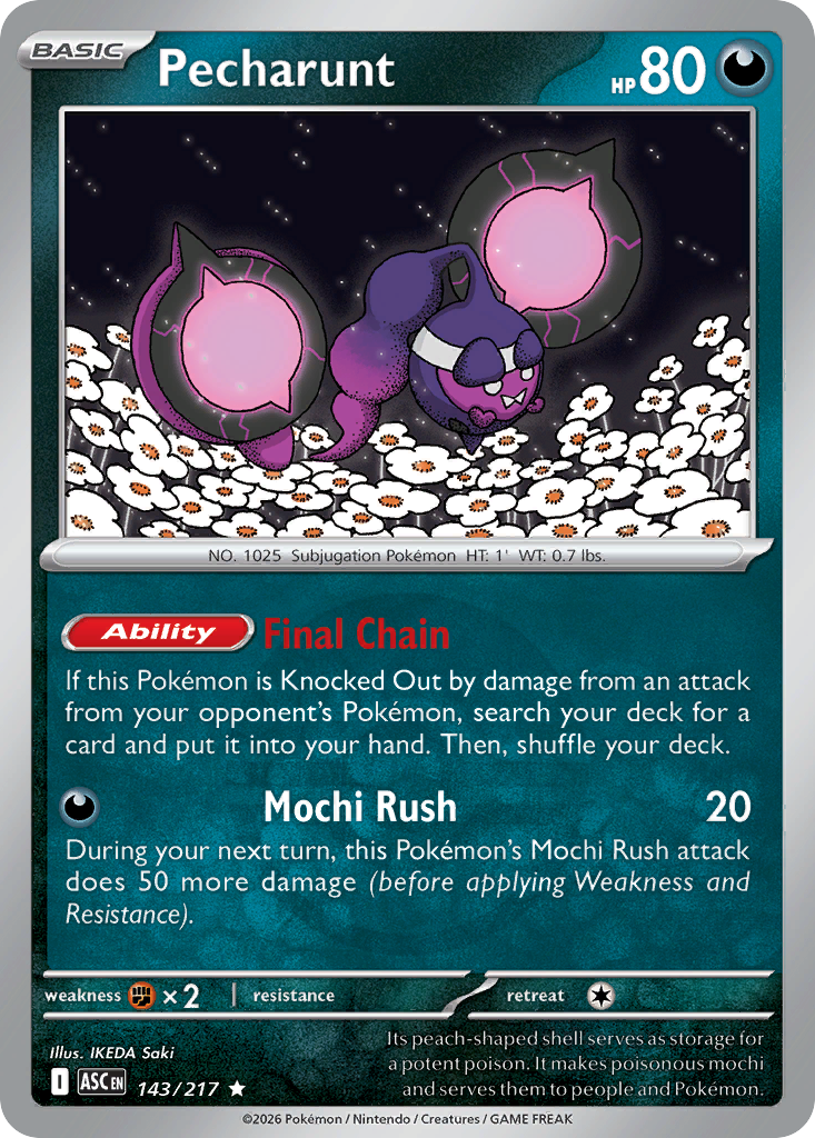 Pecharunt Reverse 143/217 Ascended Heroes Pokémon Card
