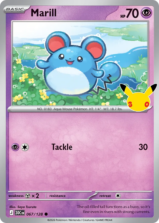 Marill Non-Holo 067/128 30th Celebration Pokémon Card