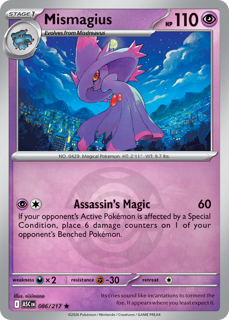 Mismagius Reverse 086/217 Ascended Heroes Pokémon Card