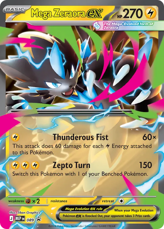 Mega Zeraora ex Holofoil 089/0 MEP Black Star Promos Pokémon Card