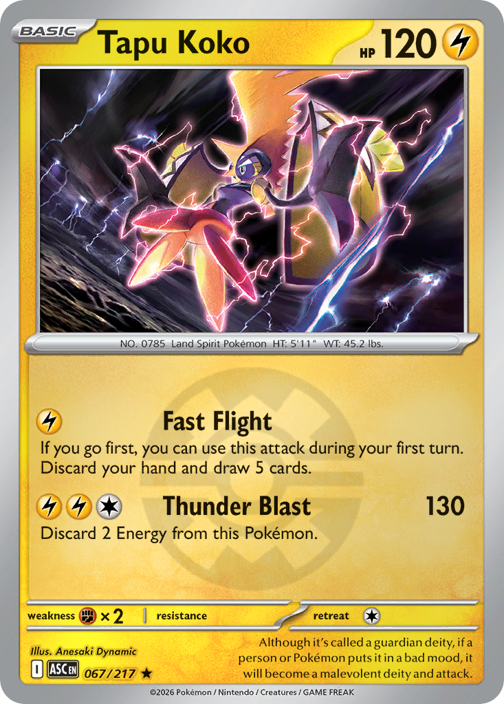 Tapu Koko Reverse 067/217 Ascended Heroes Pokémon Card